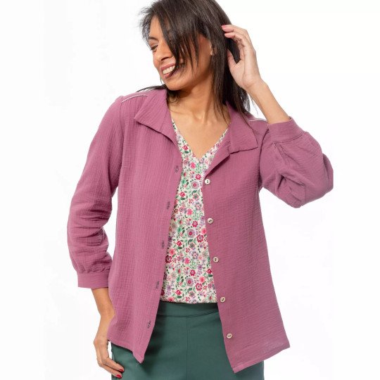 Chemise Ella Double gaze de coton Lilas