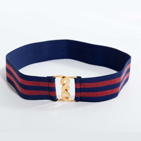 Ceinture Odette Lurex marine et rouge