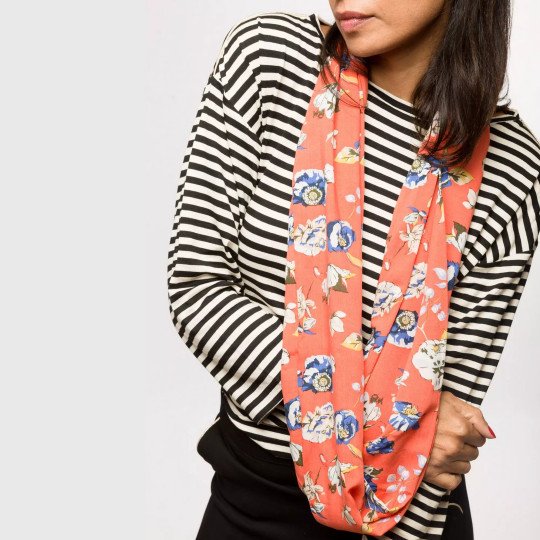 Snood Fleurs Corail hysteriko