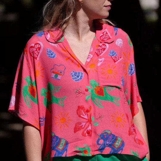 Chemise Anjali motif "En Voyage"