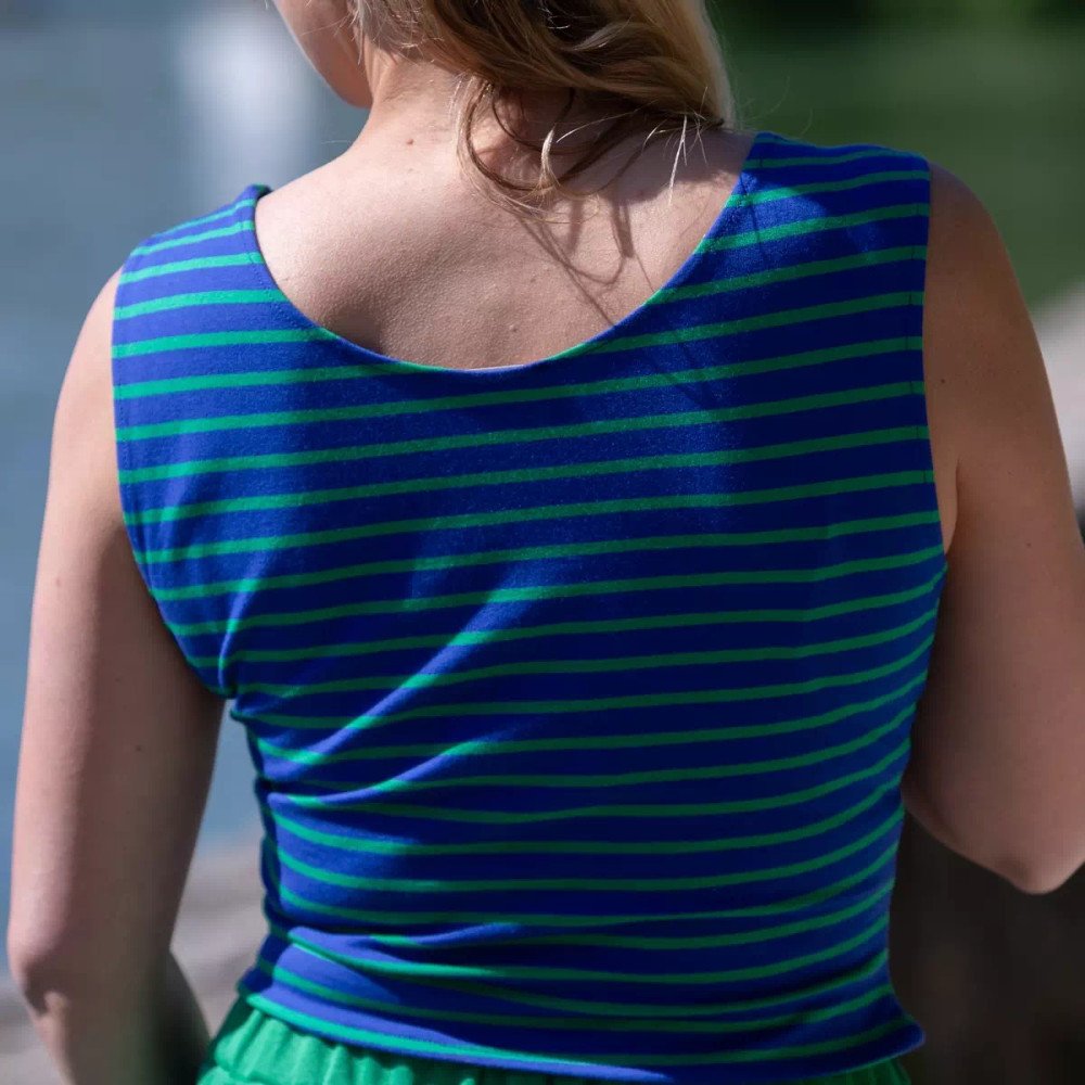Crop Top Linda rayures vertes et bleues