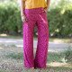 Pantalon fluide Asia motif pétales rose