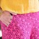 Pantalon fluide Asia motif pétales rose