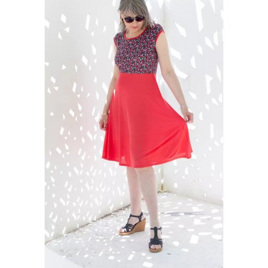 Robe Pénélope bi-matière liberty