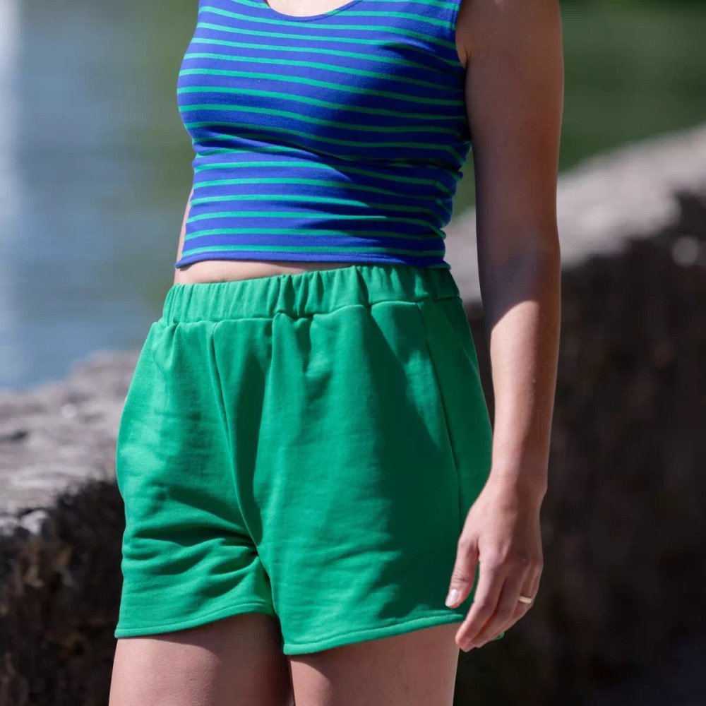 Short Alix molleton coton Vert Prairie