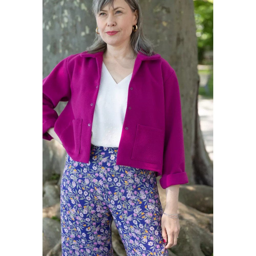 Veste Betty Caban de laine Rose Framboise