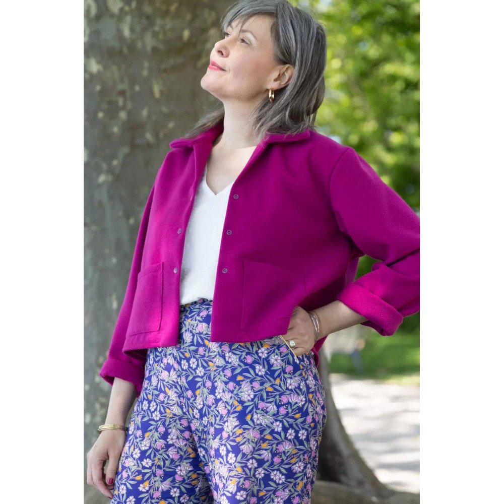 Veste Betty Caban de laine Rose Framboise