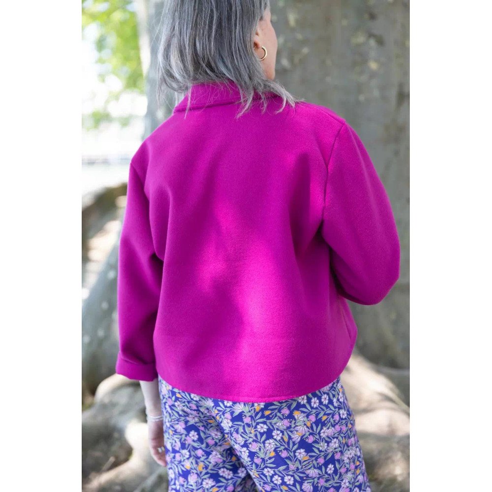 Veste Betty Caban de laine Rose Framboise