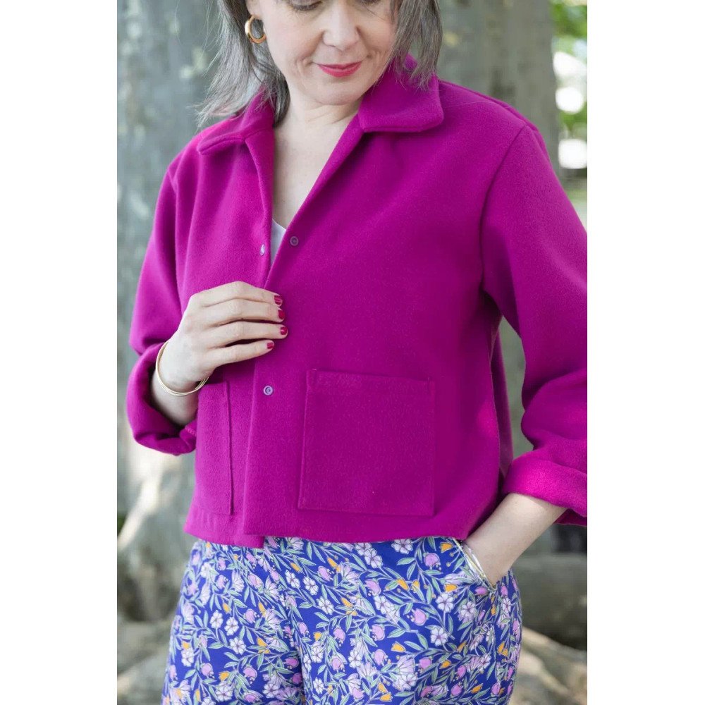 Veste Betty Caban de laine Rose Framboise