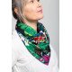 Foulard Botanica - Motif floral multicolore sur fond noir et blanc