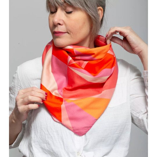 Foulard Facettes - Motif graphique oranger