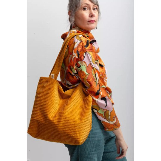 Cabas réversible Safran - Côté velours safran