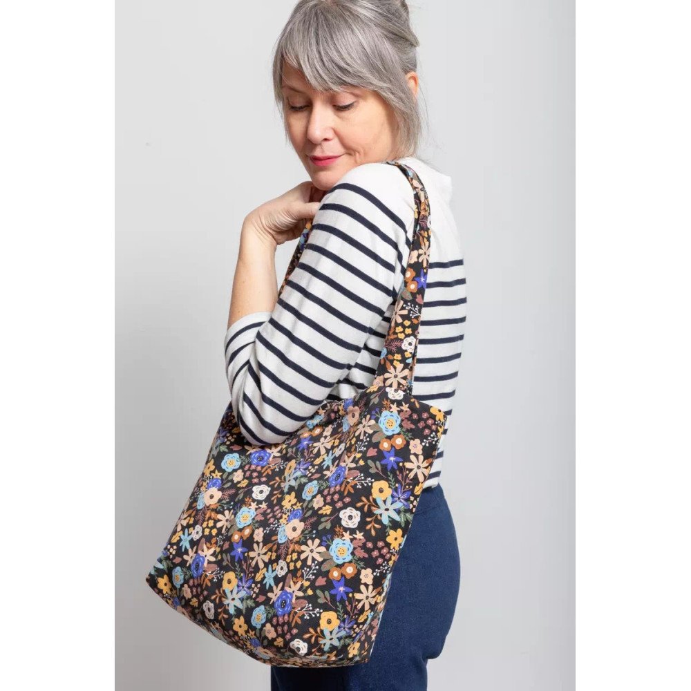 Cabas réversible Millefleurs - Côté velours fleuri