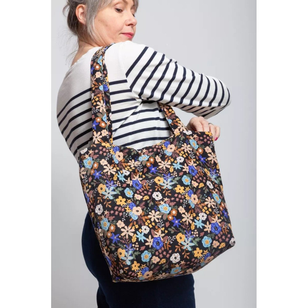 Cabas réversible Millefleurs - Côté velours fleuri