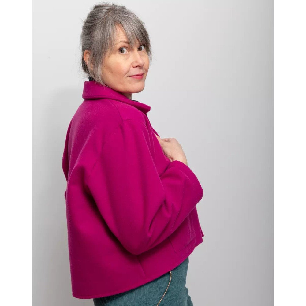 Veste Betty Rose - Caban de laine rose framboise