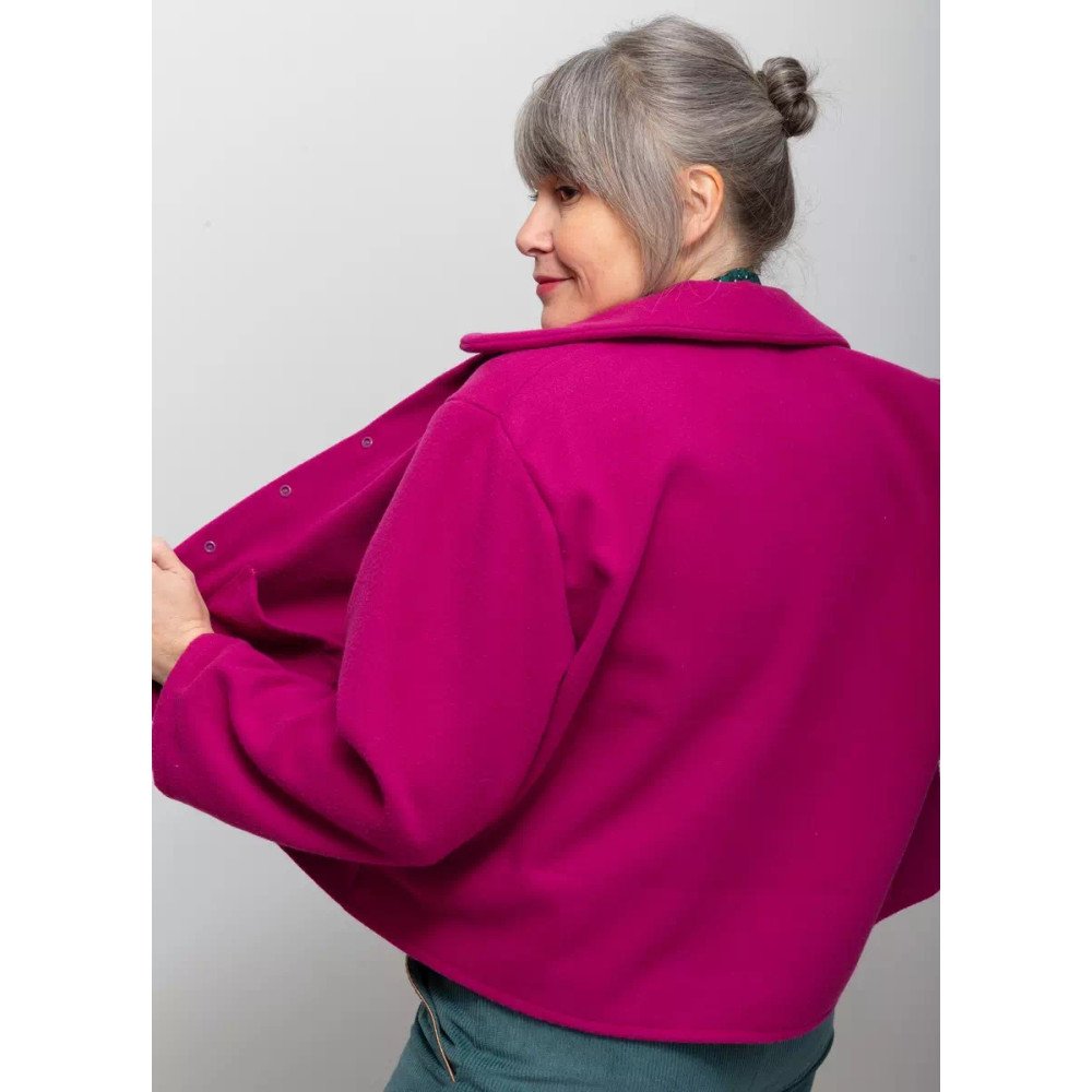 Veste Betty Rose - Caban de laine rose framboise