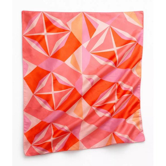 Foulard Facettes - Motif graphique oranger