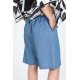 Bermuda Diane en chambray bleu, dos élastiqué et coupe évasée.