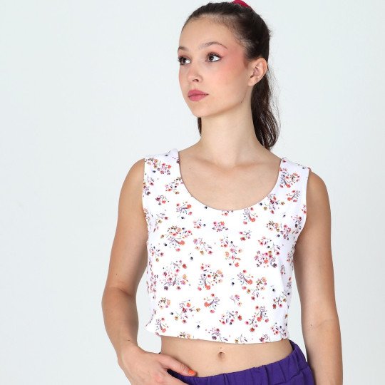 Crop top fleuri femme Linda, vue de face.