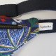 Sac banane femme Fanny Ottoman bleu à motif floral upcyclé détail zip étiquette